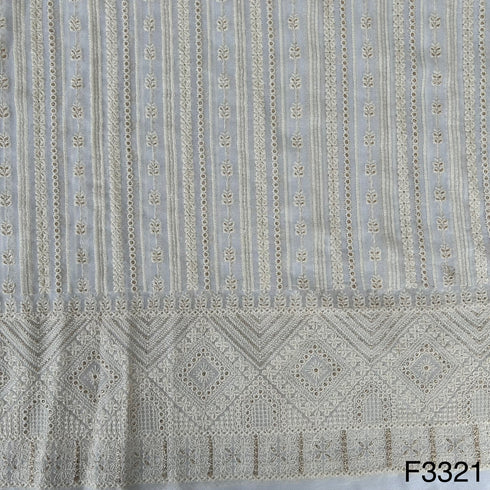Dyeable Thread Embroidered Georgette Fabric-F3321